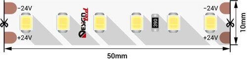 Лента светодиодная LUX, 2835, 120 LED/м, 14,4 Вт/м, 24В, IP33, Холодный белый (6000K)